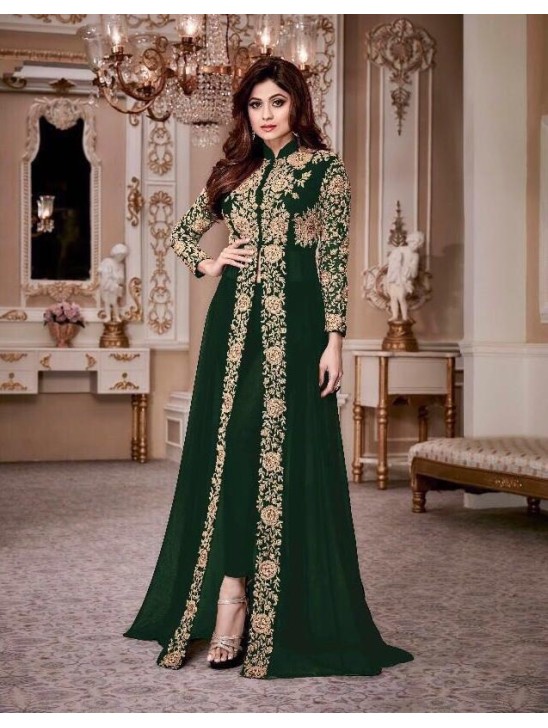 GREEN INDIAN DESIGNER SLIT STYLE ANARKALI SUIT