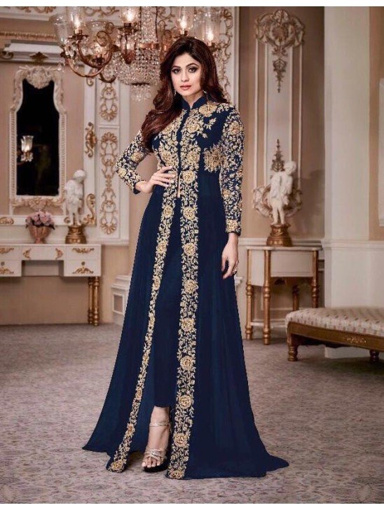 Sailor Blue Designer Bollywood Indian Anarkali Suit