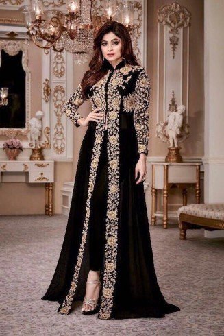 BLACK INDIAN DESIGNER SLIT STYLE ANARKALI SUIT 