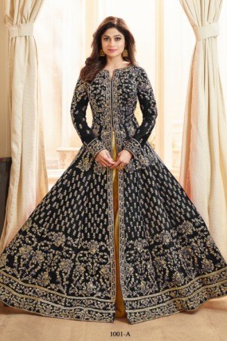 BLACK INDIAN SLIT STYLE ANARKALI DRESS