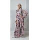 Pink Floral Printed Open Abaya