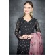 Black Floral Printed Shirt & Shalwar With Organza Dupatta