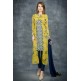 Navy Blue & Sunlight Yellow Georgette Jacket Suit