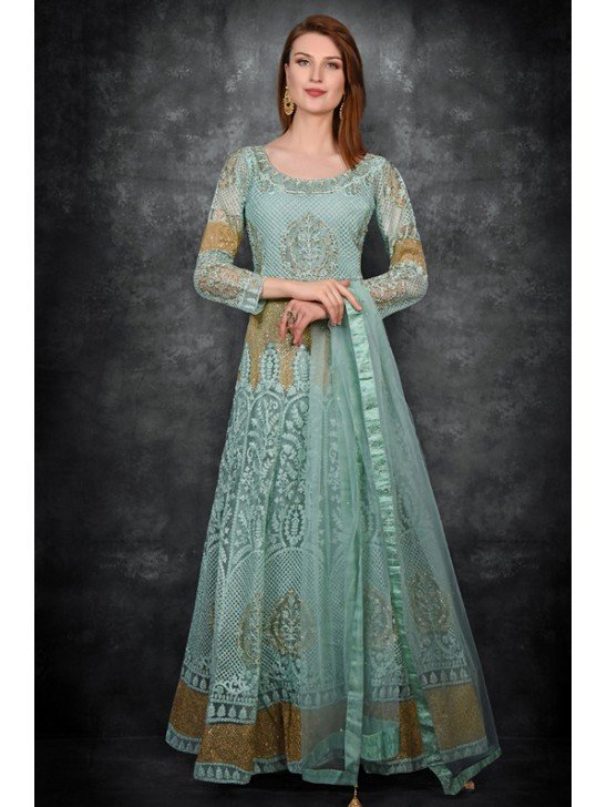 Biscay Green Wedding Anarkali Readymade Suit