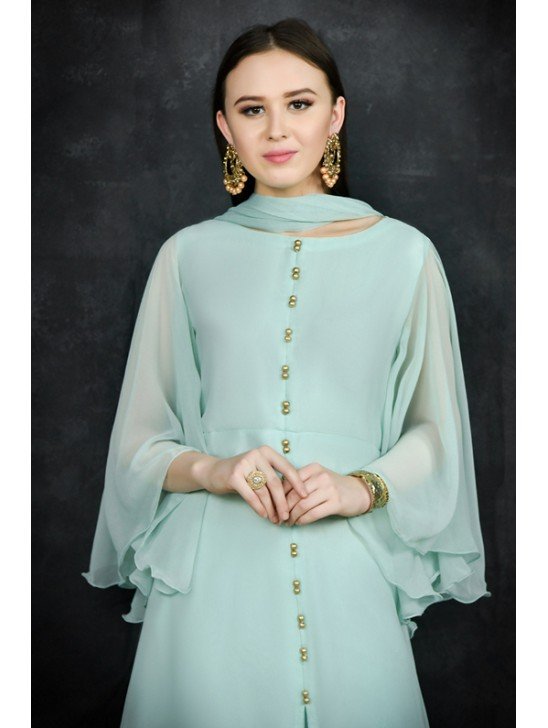 Butterfly Sleeves Dress Mint Green Women s Party Suit