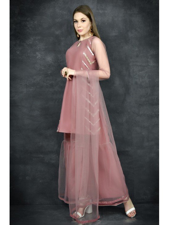 Rose Pink Designer Eid Readymade Gharara Dress