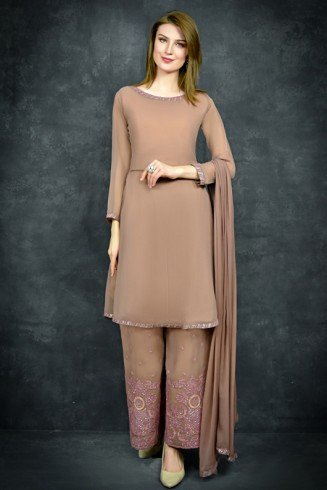 Beige Pakistani Designer Readymade Salwar Suit