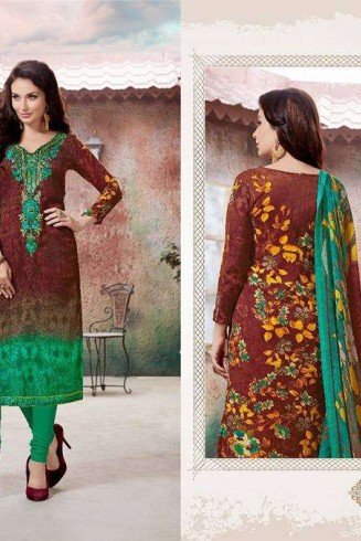Brown & Green Woolen Winter Suit Indian Casual Dress