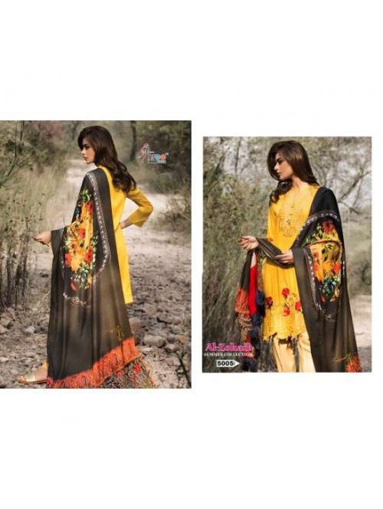 5005 YELLOW ALI ZOHAIB GLAZED COTTON SALWAR KAMEEZ SUIT