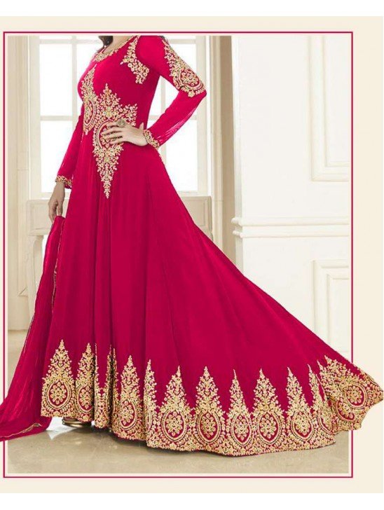 PINK HEAVY EMBROIDERED FLOOR LENGTH ANARKALI DRESS