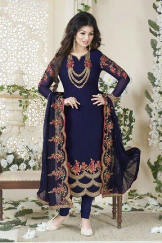 Navy Blue Indian Wedding Suit Heavy Embellished Salwar Suit