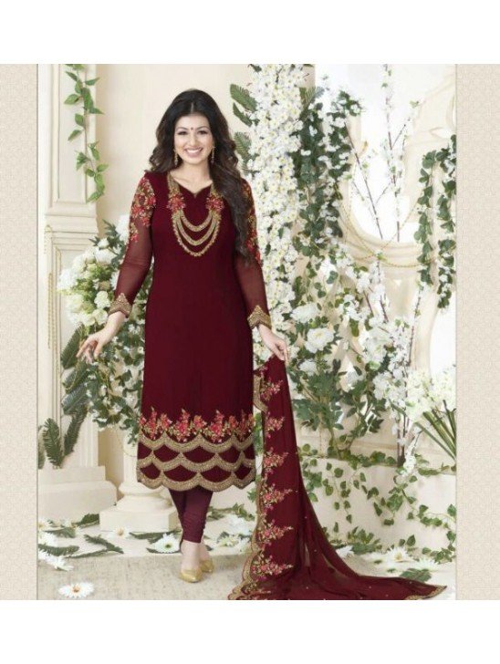 Maroon Indian Wedding Salwar Suit Desi Party Dress