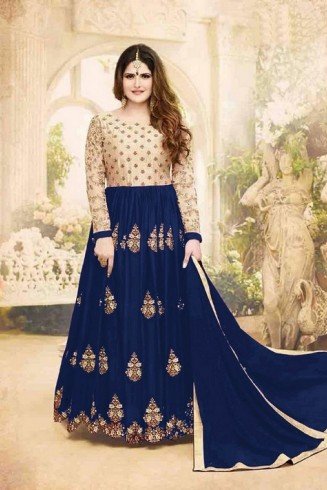 Royal Blue Wedding Party Anarkali Gown Maxi Dress