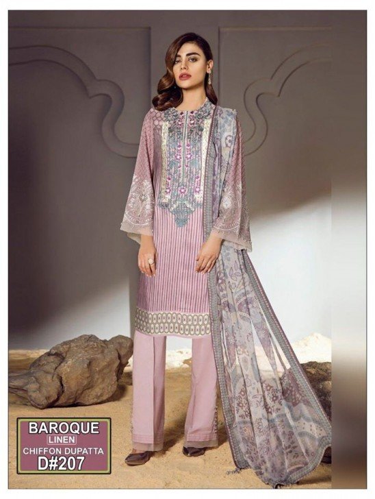 Purple Summer Dress Baroque Pakistani Readymade Suit