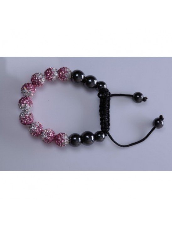 NEW STUNNING PINK AND WHITE TWO TONED CRYSTAL BALL BRACELET