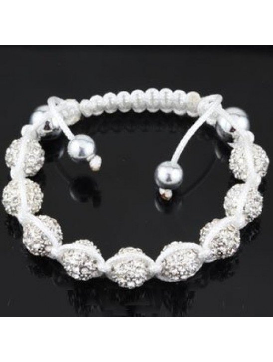 GORGEOUS WHITE SILVER CRYSTAL BALL BRACELET