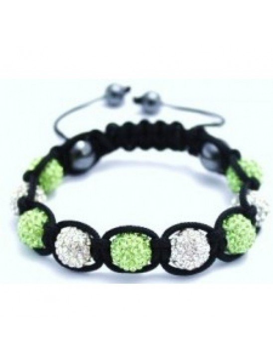 GREEN AND WHITE CRYSTAL BALL BRACELET