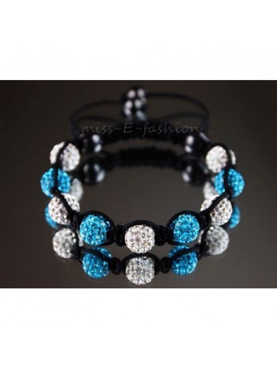 LIGHT BLUE AND WHITE CRYSTAL BALL BRACELET