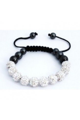 NEW WHITE/SILVER CRYSTAL BALL BRACELET WITHOUT STRING