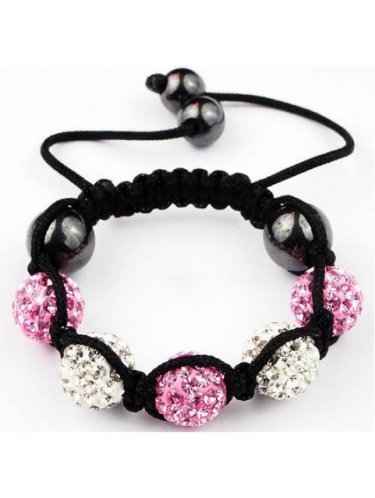 PINK CRYSTAL AND SILVER WHITE CHILDREN/KIDS/BABIES CRYSTAL BALL BRACELET