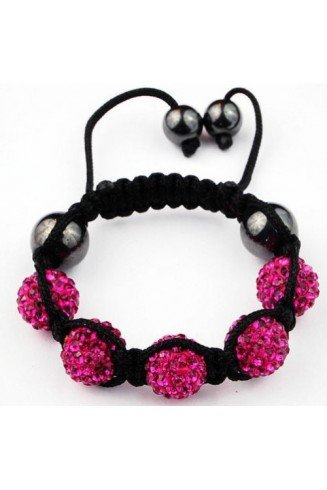 DARK PINK CHILDREN CRYSTAL BALL BRACELET