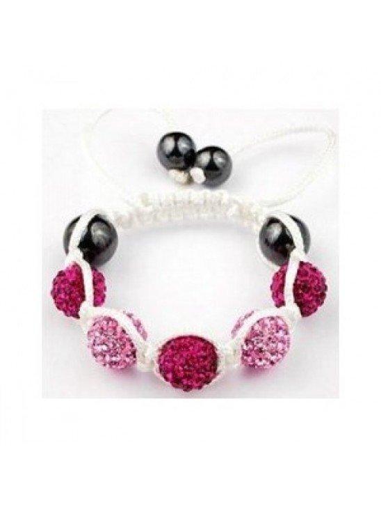 FUSCHIA AND PINK FULL CRYSTAL BALL CHILDREN/BABIES/KIDS BRACELET