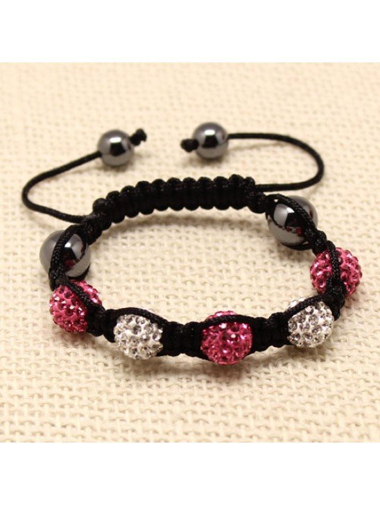 CHILDREN CRYSTAL BALL BRACELET (7 COLOURS, BLACK THREADED)