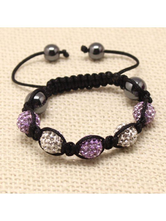 CHILDREN CRYSTAL BALL BRACELET (7 COLOURS, BLACK THREADED)