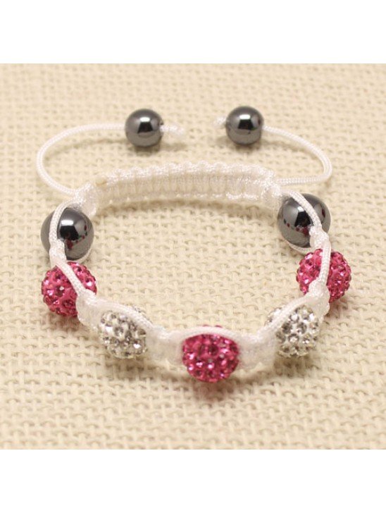 CHILDREN CRYSTAL BALL BRACELET (6 COLOURS, WHITE/PINK/ THREADED)