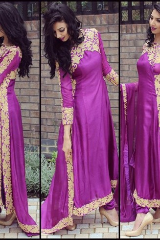 BEST SELLER 11058 PURPLE ME VOGUE EMPRESS STYLISH EMBRIODERED SUIT