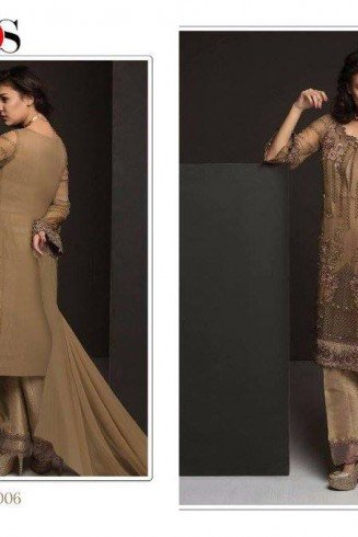 51006 BROWN BAROQUE PAKISTANI DESIGNER STYLE SUIT 