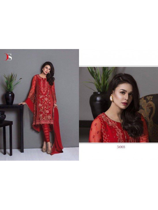 51003 CINNAMON STICK RED BAROQUE PAKISTANI DESIGNER STYLE SUIT