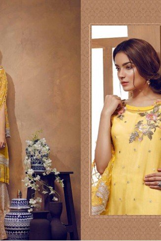 Yellow Chiffon Suit Pakistani Palazzo Style Salwar Kameez