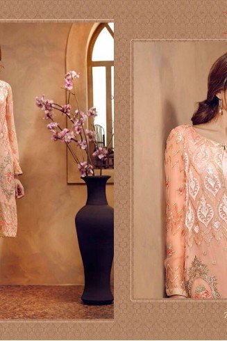 Peach Embroidered Salwar Suit Indian Designer Party Dress