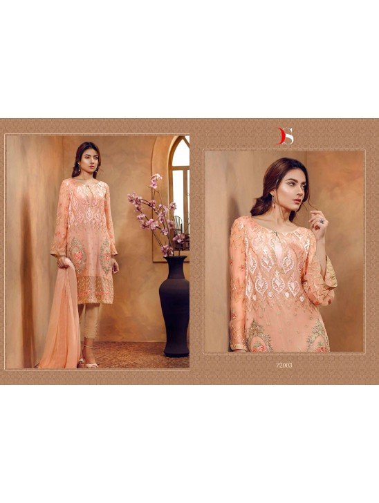 Peach Embroidered Salwar Suit Indian Designer Party Dress