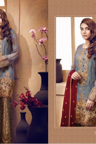 72008 GREY AND GOLD DEEPSY CHINON PAKISTANI STYLE SALWAR SUIT 
