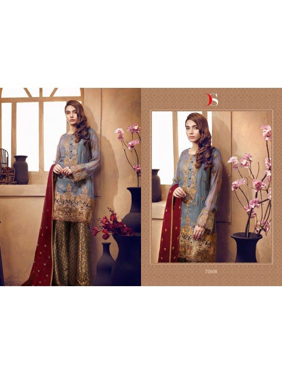 72008 GREY AND GOLD DEEPSY CHINON PAKISTANI STYLE SALWAR SUIT
