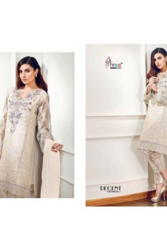 1513 WHITE BAROQUE EMBROIDERED PAKISTANI DESIGNER STYLE SUIT 