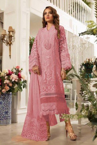 Rose Tan Dusty Pink Pakistani Designer Organza Suit