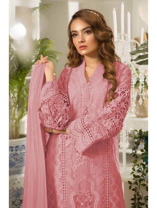 Rose Tan Dusty Pink Pakistani Designer Organza Suit