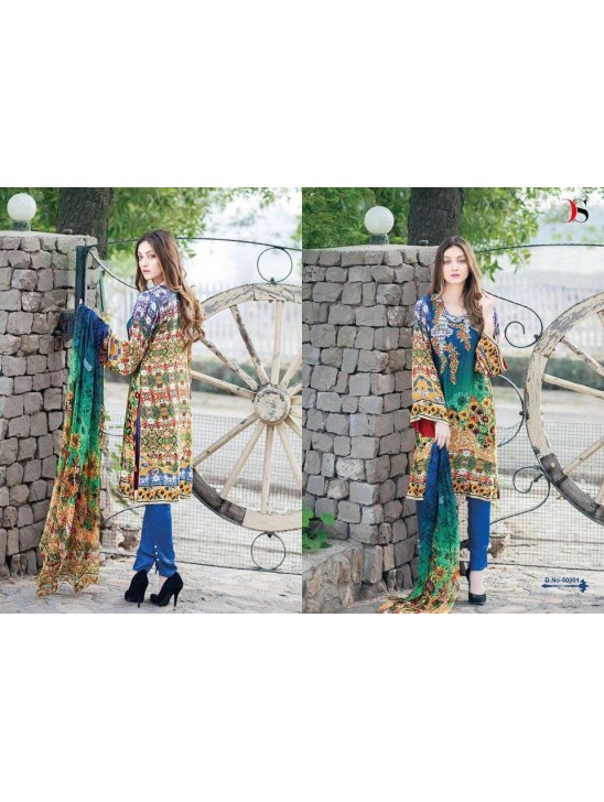 50001 LAPIS BLUE DEEPSY FLORENT PAKISTANI STYLE PURE COTTON SALWAR KAMEEZ