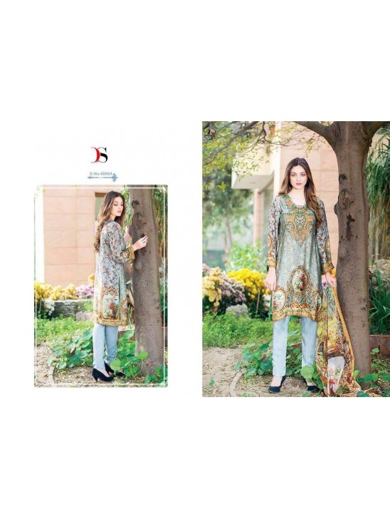 50004 GREEN DEEPSY FLORENT PAKISTANI STYLE PURE COTTON SALWAR KAMEEZ