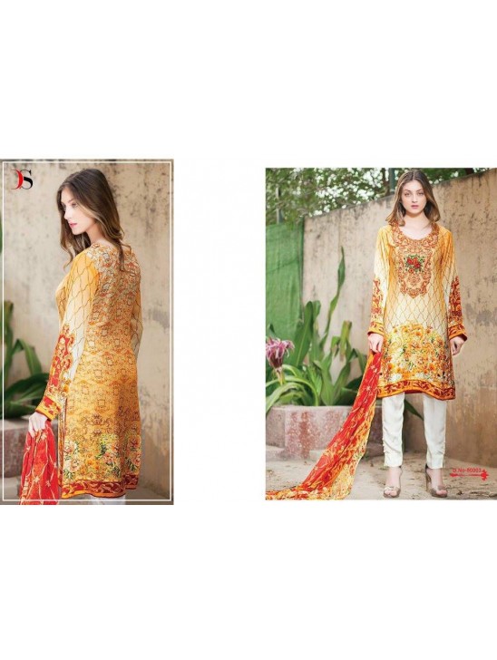 50003 YELLOW DEEPSY FLORENT PAKISTANI STYLE PURE COTTON SALWAR KAMEEZ