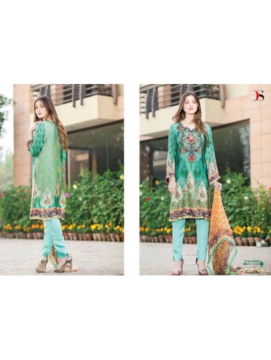 50002 GREEN DEEPSY FLORENT PAKISTANI STYLE PURE COTTON SALWAR KAMEEZ