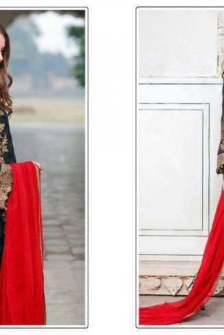 ZDS56002 BLACK EMBROIDERED GEORGETTE PAKISTANI DESIGNER STYLE SUIT 
