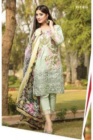 ESHA AISHA D16 GREEN UNSTITCHED PAKISTANI VISCOSE SHAWL SUIT