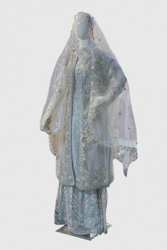 Embellished Wedding Dress Silver Jacket Designer Suit