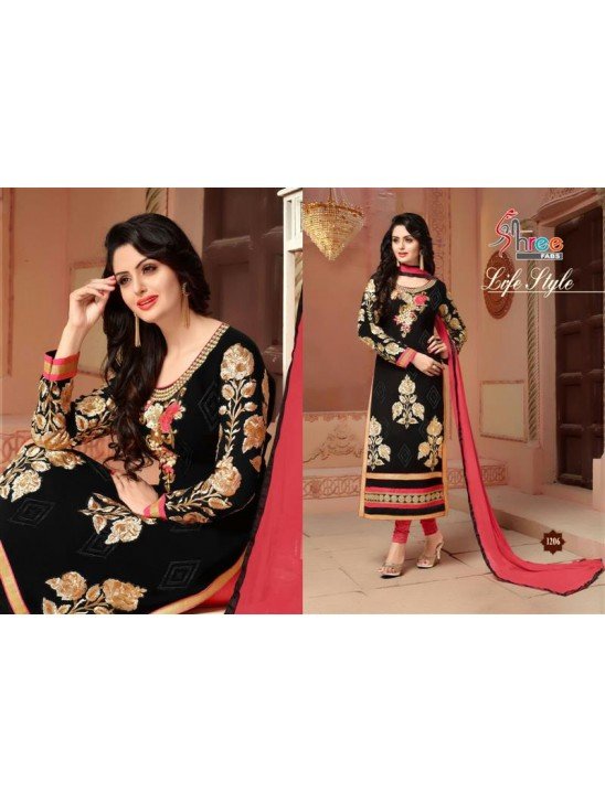 1204 Black and Pink First Choice Embroidered Salwar Kameez Suit