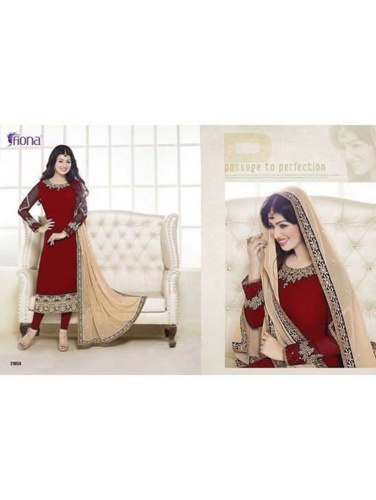 21052 RED FIONA AYESHA TAKIA PARTY WEAR SALWAR SUIT