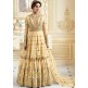 GOLDEN CREAM INDIAN & PAKISTANI DESIGNER PARTY AND WEDDING WEAR FANCY ANARKALI GOWN